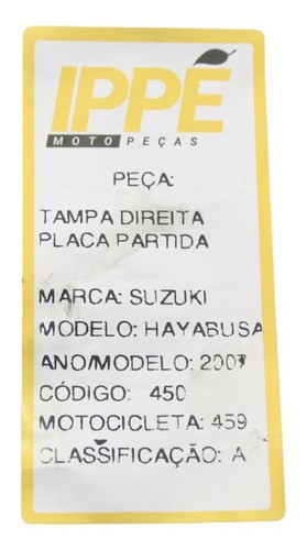 Tampa Direita Placa Partida Suzuki Hayabusa (459) 2007