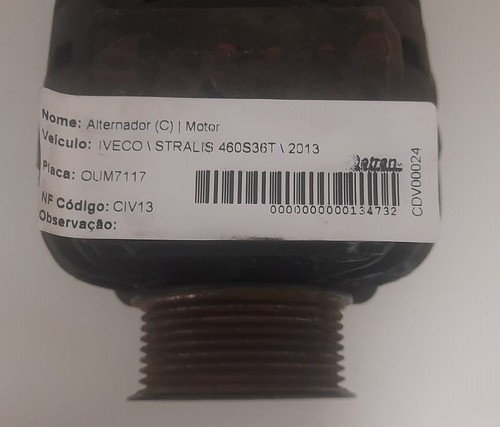 Alternador Iveco Stralis 460s36t 2013 - 0124555034 28v 80a