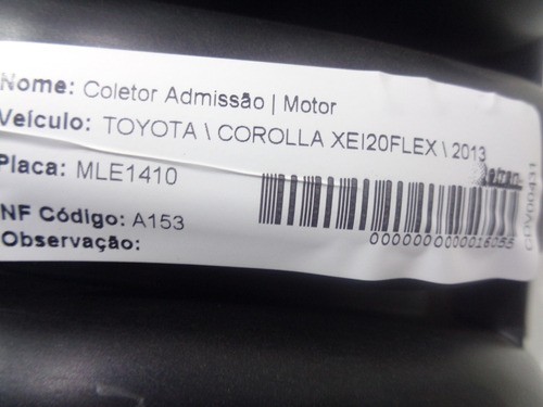 Coletor Admissão Toyota Corolla 2013