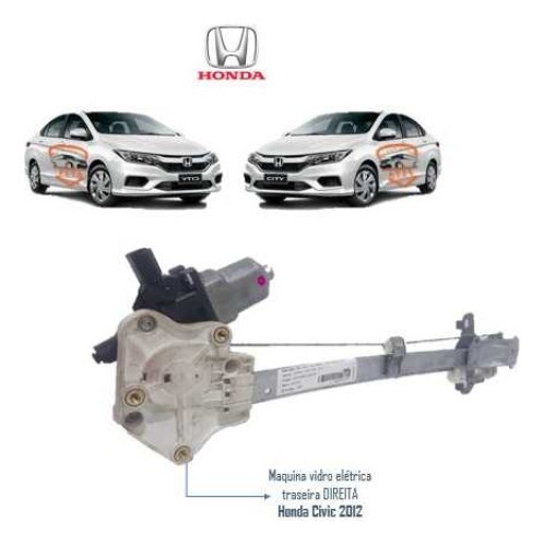 Maquina Vidro Elétrica  Traseira Direita Honda Civic 2012