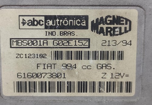 Módulo Injeção Uno Mille 1994 94 1.0 Gasolina Mbs001ag02e15z