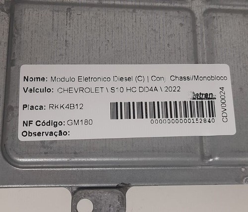 Módulo Injeção Gm S10 High Country 2022 - 12720119