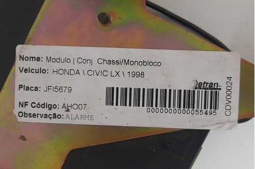 Módulo Alarme Honda Civic Lx 1998 - A269zua104