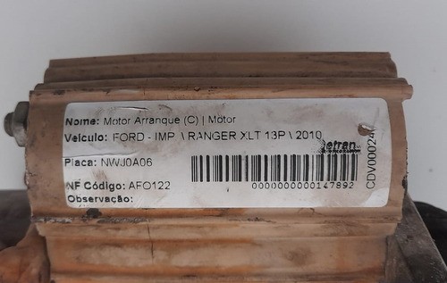 Motor De Arranque Ford Ranger Xlt 3.0 2006 - 6l5511000aa