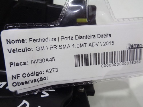 Fechadura Porta Dianteira Direita Prisma 2015