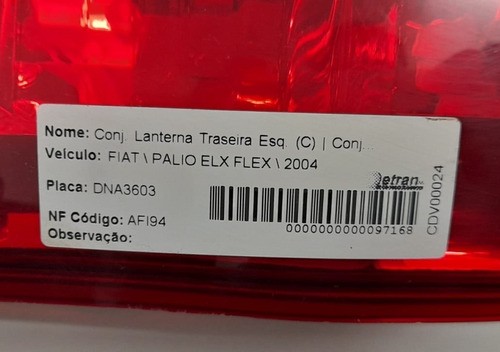 Lanterna Traseira Esquerda Fiat Palio Elx 2004