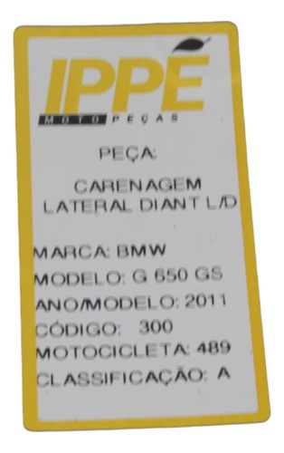 Carenagem Lateral Diant L/d Bmw G 650 Gs Ano 2011 (489)