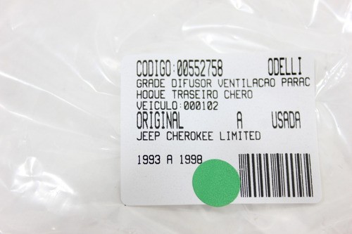 Grade Difusor Ventilação Para-choque Tras Cherokee Limited