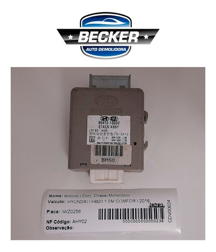 Módulo Etacs Assy Hyundai Hb20 1.0 2016 - 954101s000