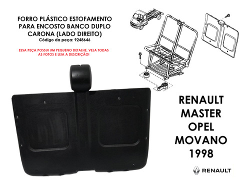 Forro Plástico Encosto Banco Duplo Carona Master 1998 Detalh