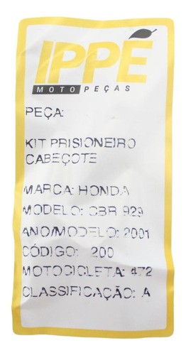 Kir Prisioneiro Cabeçote Honda Cbr (472) 2001