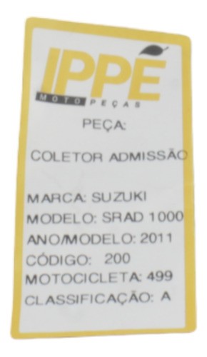 Coletor Admissão  Suzuki Srad 1000 2011 (499)