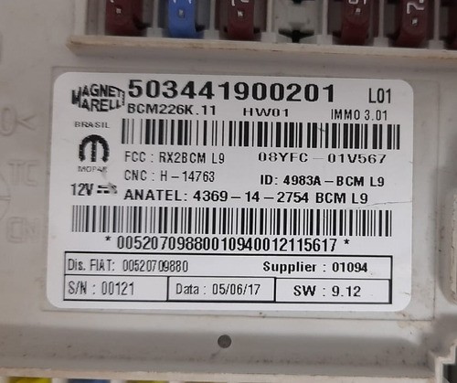 Módulo Central Bcm Fiat Toro Endurance 2021 - 503441900201