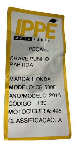 Chave Punho Partida Honda Cb 500f (495) 2016