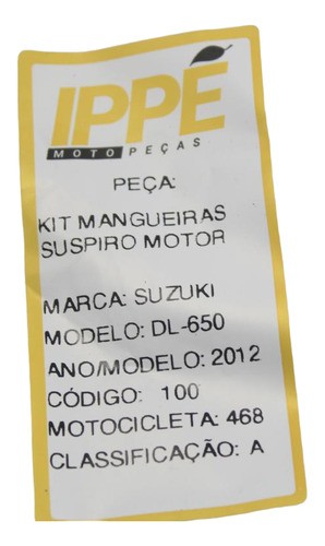 Kit Mangueiras Suspiro Motor Suzuki V-strom 650 (468) 2012