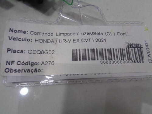 Chave Comando Limpador Luzes Seta Hrv 2021