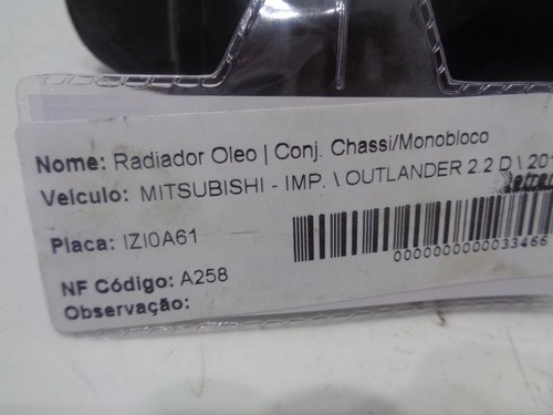 Radiador Oleo Diesel Outlander 2018 Diesel