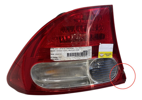 Lanterna Traseira Honda New Civic 07 Até 13 Lado Esquerdo