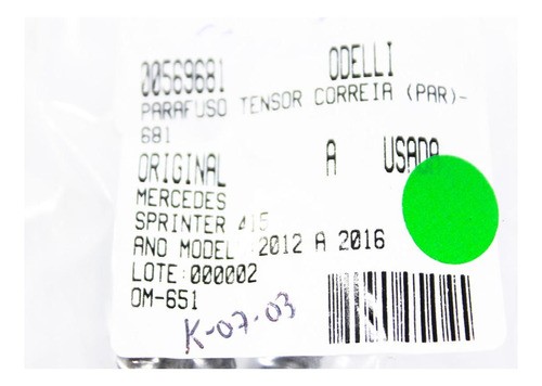 Parafuso Tensor Correia (par) Sprinter 415 12/16 Usado (681)