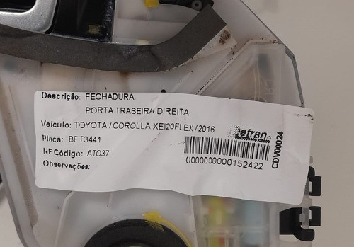 Fechadura Elétrica T.d. Toyota Corolla 2016