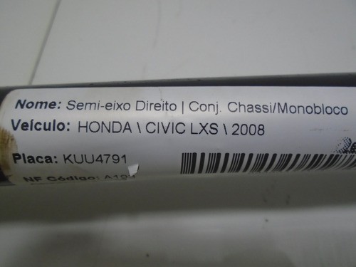 Semi Eixo Homocinética Direito Civic 2007 08 09 10 11 Automa