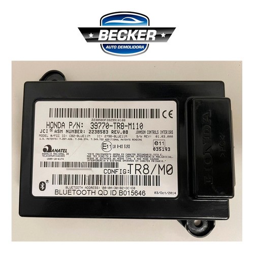 Módulo Central Bluetooth Civic 2012/2016 - 39770tr8m110