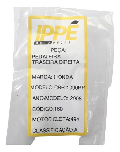 Pedaleira Traseira Direita  Honda Cbr 1000 Rr (494)