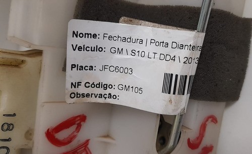 Fechadura Dianteira Esquerda Gm S10 2012/2015