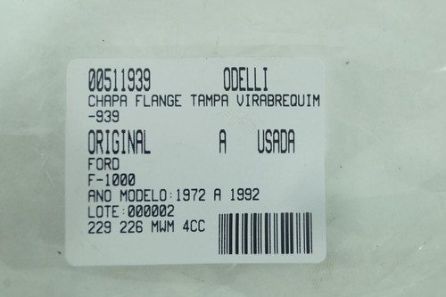 Chapa Flange Tampa Virabrequim F-1000 72/92 Usado (939)