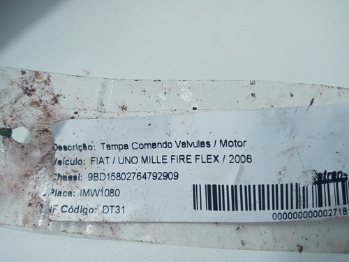 Tampa Comando Válvulas Fiat Uno C/tampa Enchimento Óleo 