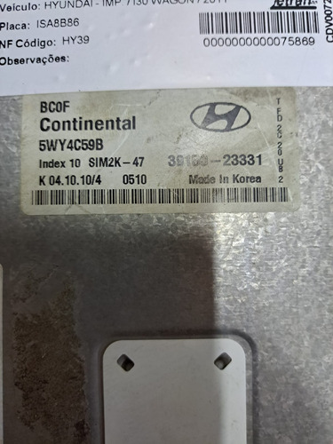 Kit Code Modulo Injeção Hyundai I30 Cw Wagon 2.0 2009 A 2012