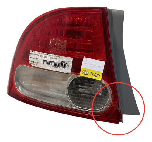 Lanterna Traseira Honda New Civic 07 Até 13 Lado Esquerdo