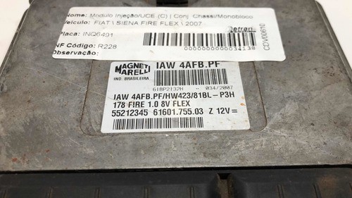 Módulo De Injeção Fiat Palio 1.0 8v Fire Flex Iaw4afb.pf