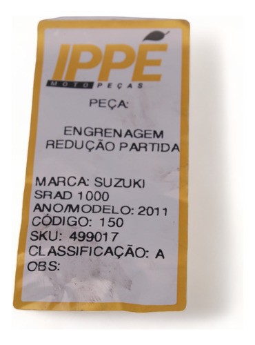 Engrenagem Redução Partida Suzuki Srad 1000 2011 Gsx-r 1000