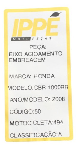 Eixo Radiador Embreagem  Honda Cbr 1000 Rr (494)