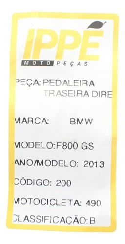 Pedaleira Traseira Direita Bmw F800 Gs (490)