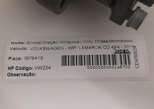 Bomba Direção Hidráulica Vw Amarok 2011 - 7e0422154e/05s