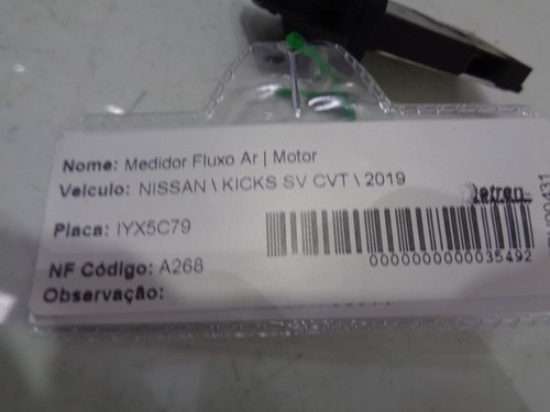 Sensor Medidor Fluxo De Ar Nissan Kicks 2019