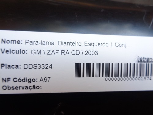 Para-lama Dianteiro Esquerdo Zafira 2003