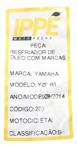 Resfriador Óleo Com Marcas Yamaha Yzf R1