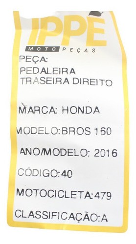 Pedaleira Traseira Direita Honda Bros 160 (479)