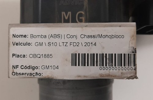 Módulo Abs Gm S10 Ltz 2014 - 11300010330