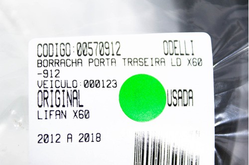 Borracha Porta Traseira Lado Direito X60 12/18 Usado (912)