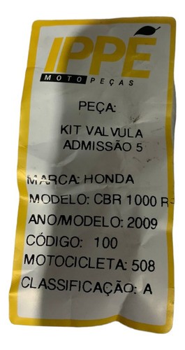 Kit Valvula Admissão Honda Cbr 1000rr (508) 2009