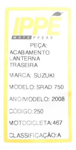 Acabamento Lanterna Traseira Suzuki Srad 750 (467)