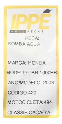 Bomba Água  Honda Cbr 1000 Rr (494)