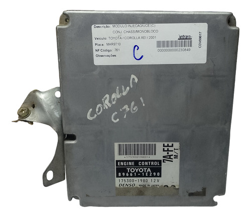 Módulo Injeção Corolla Xei 1.8 98 99 01 02 Manual 896611e290
