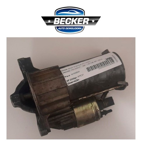 Motor De Arranque Peugeot 207hb Xr 2012 - D6g3