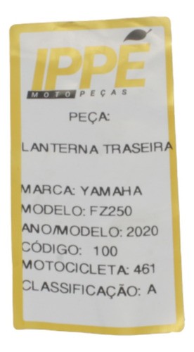 Lanterna Traseira Yamaha Fazer 250 (461) 2020