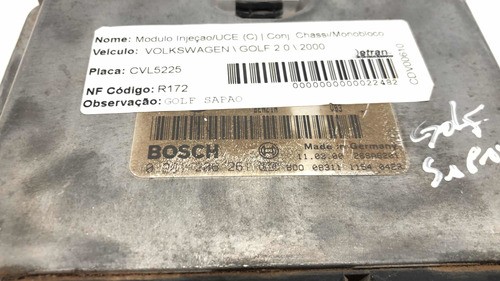 Módulo De Injeção Vw Golf 2.0 0261206261 Bosch